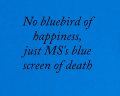 No bluebird of happiness, just MS's blue screen of death