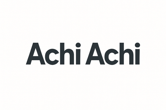 White banner with Achi Achi text